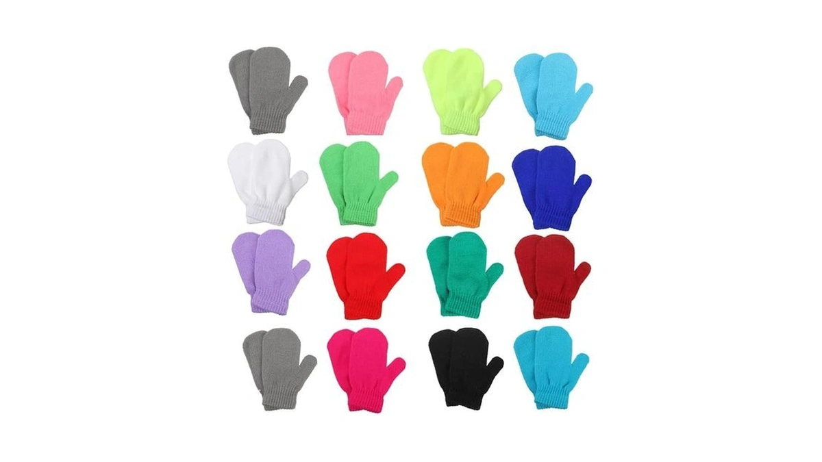 Enlayer 16 Pairs Toddler Magic Stretch Mittens, Kids Winter Gloves
