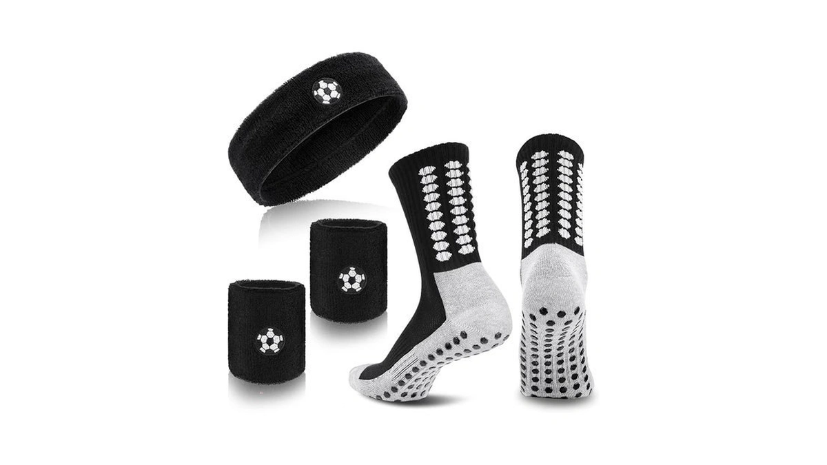 Scenicamp 5 Pieces Sweatbands Socks Set Sports Headband Wristbands Grip