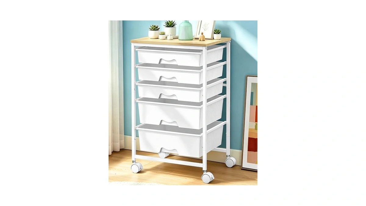 Sunally Rolling Carts With 5 Drawers, Storage Drawer Carts With