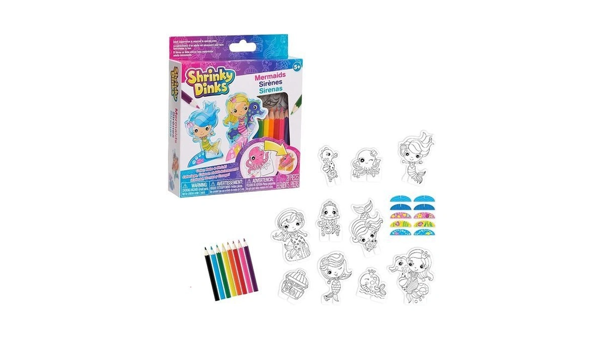 Shrinky Dinks Minis Mermaids, Includes 10 Preprinted Shrinky Dinks, Kids