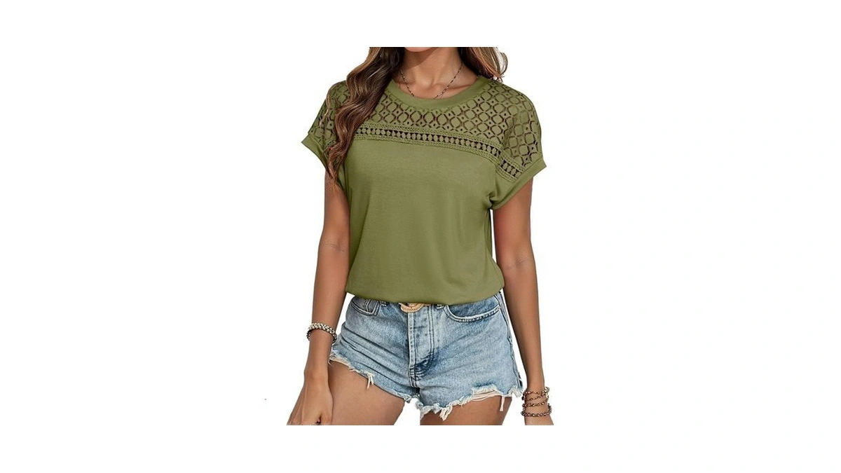 Glamaker Womens Tshirts Summer Casual Tops Trendy Cap Sleeve Lack