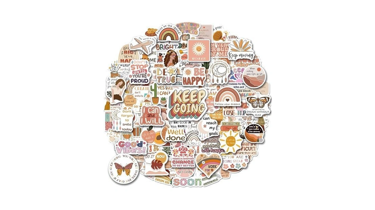 Wakemoodei 200 Vintage Inspirational Stickers, Boho Motivational Aesthetic Stickers For