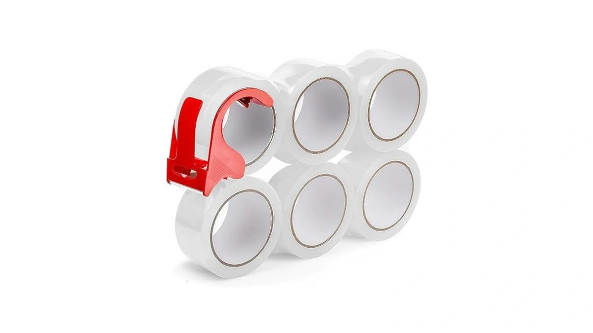Mishchi 6-pack Clear Packing Tape With Dispenser, 2.7mil X 1.88