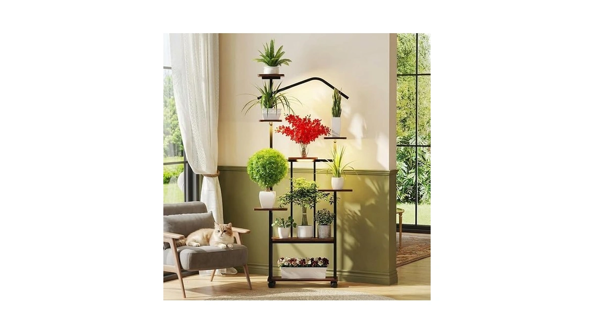 Zelvia 8-tier Corner Plant Stand With Grow Lights – 65"
