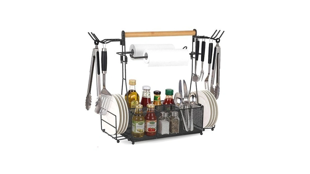 Pwsomj Grill Caddy Barbecue Tool Sets For Outdoor Grill, Picnic