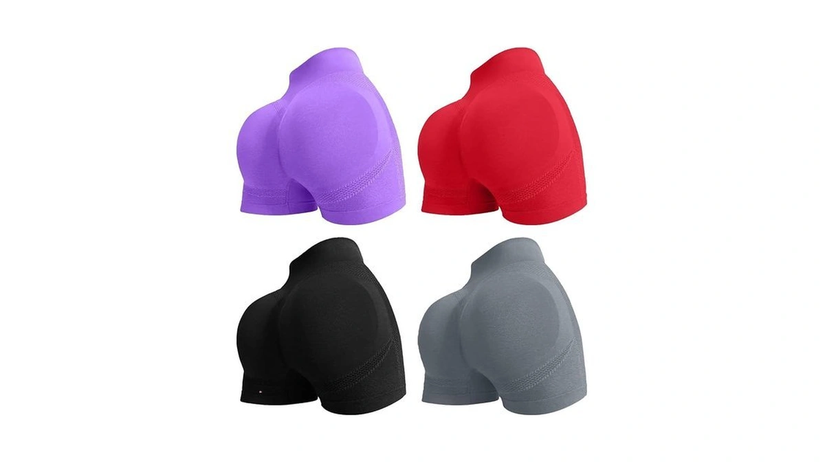 Yoakuka Women's 4 Piece Workout Shorts Yoga Gym Seamless Scrunch