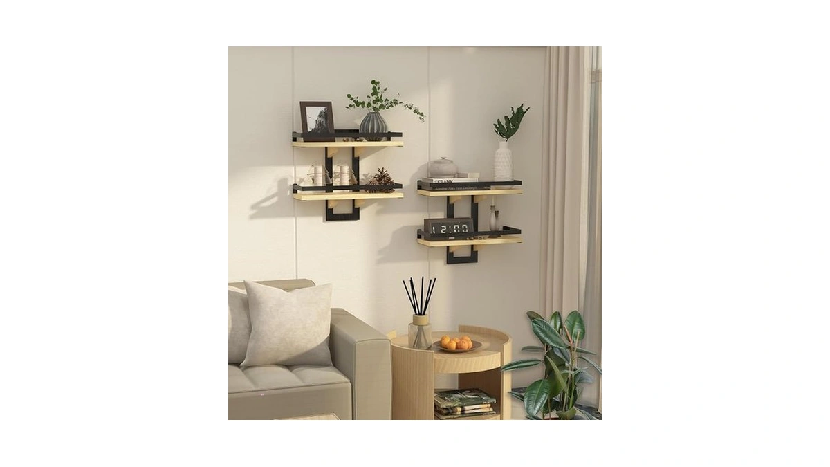 Mtgstocl Floating Shelves For Wall, 2-tier Wood Hanging Decor Storage