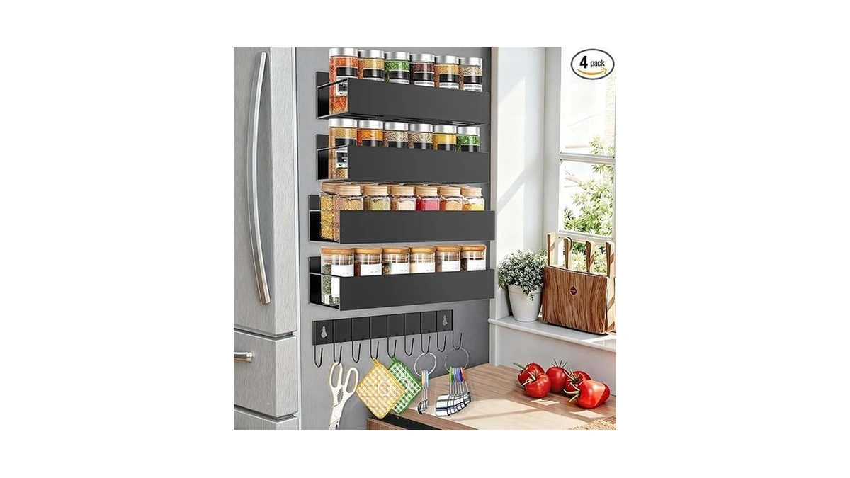 Smrcad Magnetic Spice Rack For Refrigerator Seasoning Organizer For Spice