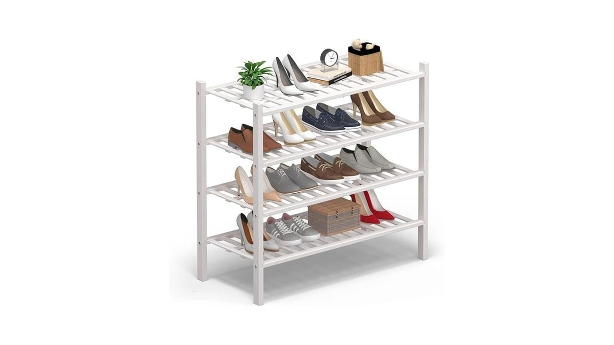 Haddockway 4 Tier Bamboo Shoe Rack Storage Organizer, Multifunctional Free