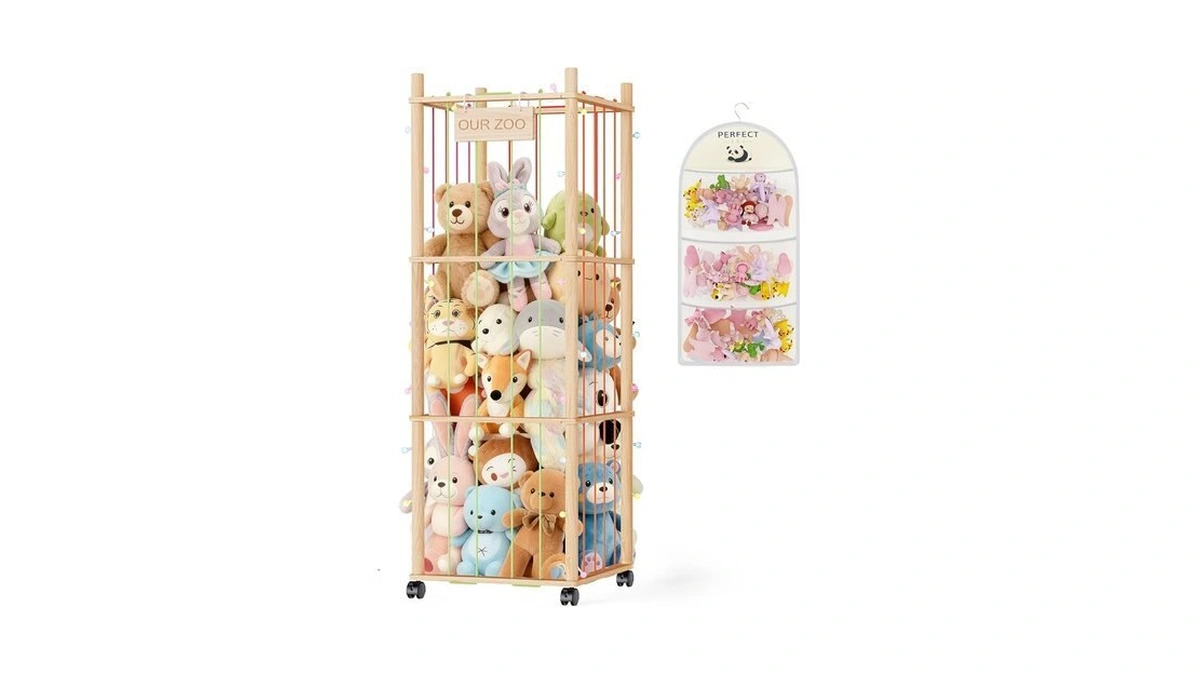 Stuffed Animal Storage & Organizer: Wooden Stuffed Animal Holder -