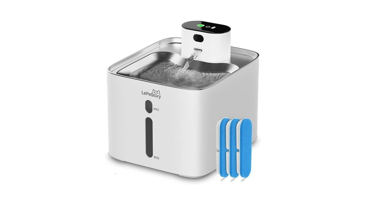 Lepestory Cordless Cat Water Fountain With Stainless Steel Tray: 4.2l/147oz