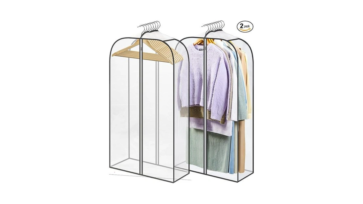 Landneoo 2 Pack Clear Garment Bags For Hanging Clothes With