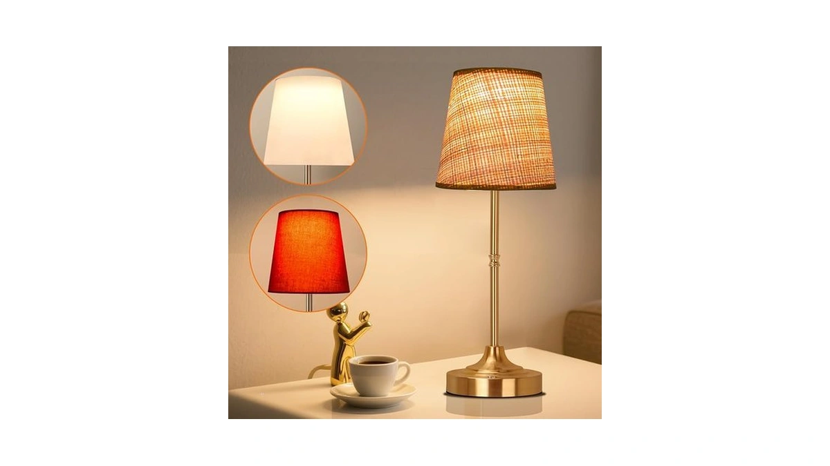 Wrinin Gold Cordless Rechargeable Table Lamp, Touch Led Bedside Lamp,