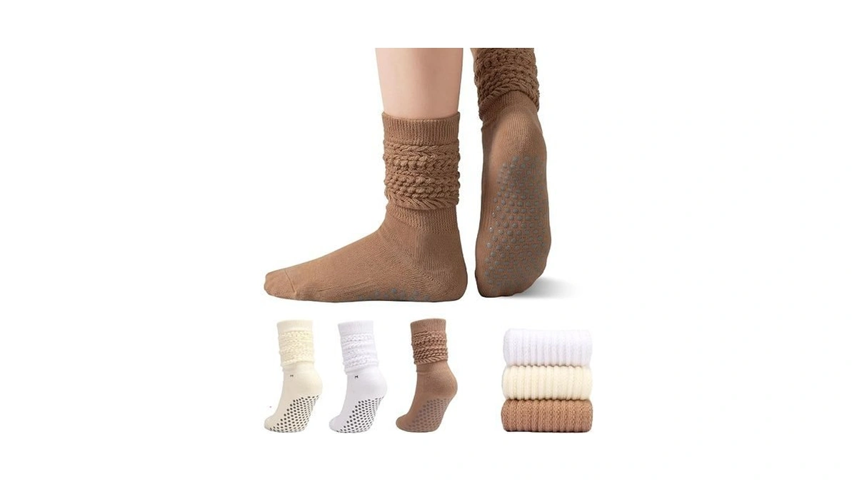 Rtzat 3 Pack Pilates Grip Socks For Women – Non