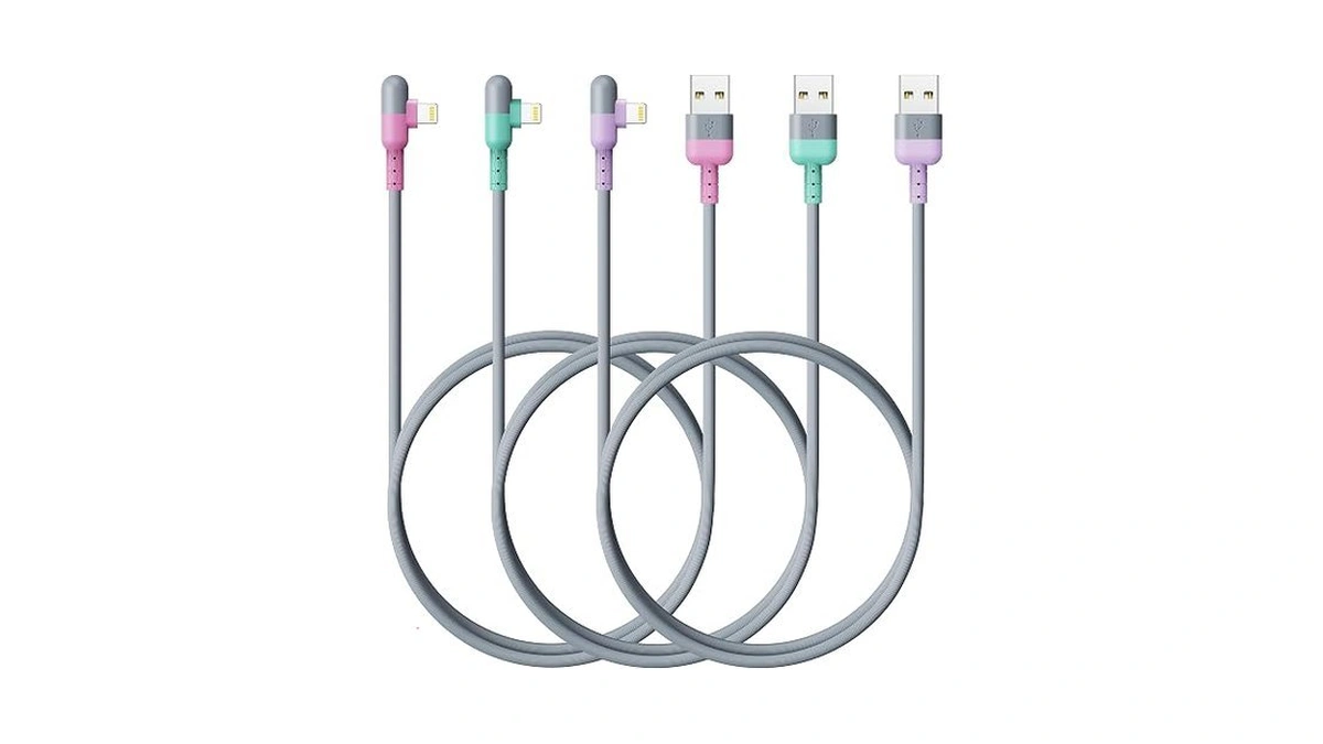 Iphone Charger 6ft Right Lightning Cable 3pack,90 Degree Apple Certified