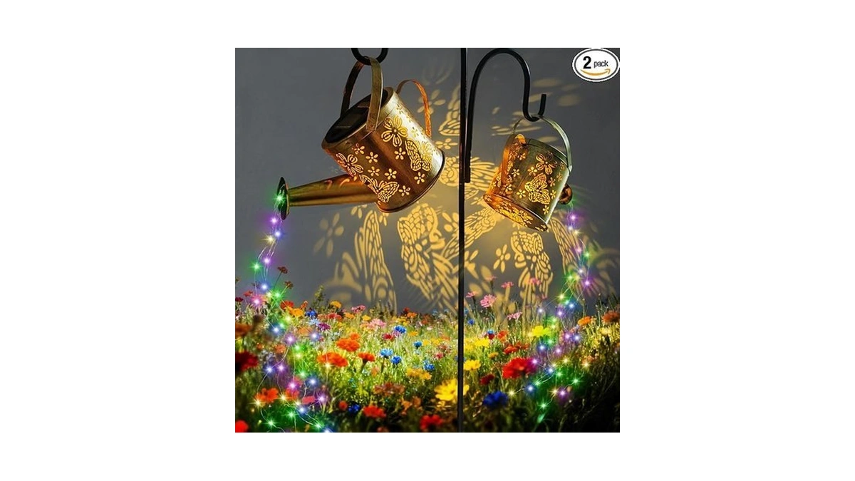 Ddq 2pc Solar Watering Can Lights Colors 58 Led Garden