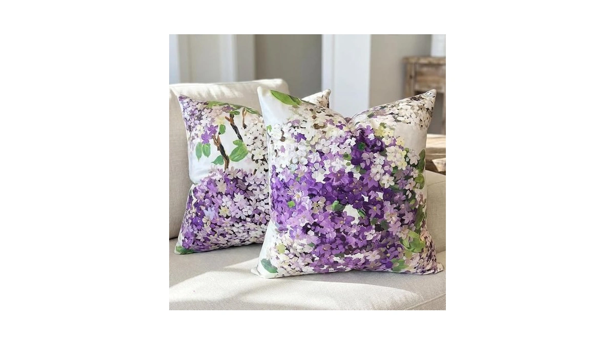 Velvet Purple Hydrangea Flower Throw Pillow Covers 18x18 Set Of