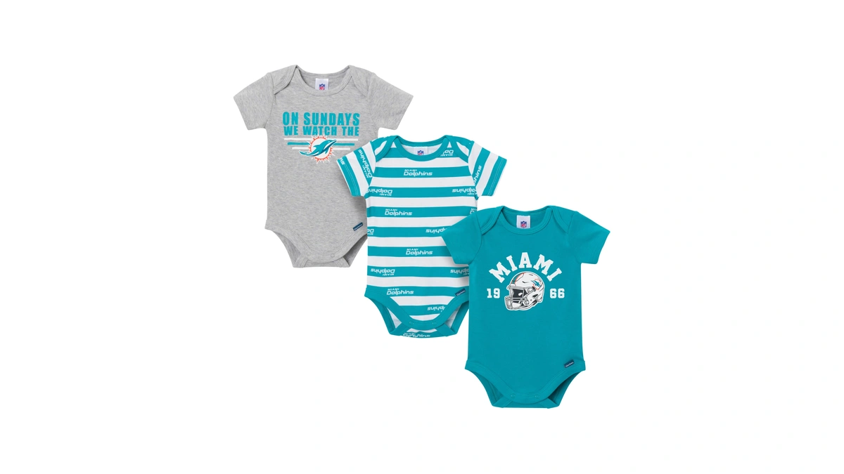 Gerber Baby Boys' Nfl 3-pack Onesie Bodysuit, Dolphins, 18 Months