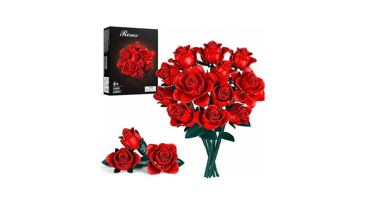 Rose Flower Bouquet Building Set For Kids Ages 6+, 634pcs