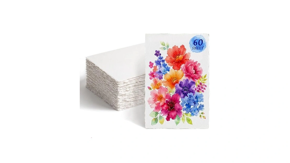 Deckled Edge Watercolor Paper 4x6 Inch, 60 Sheets 300gsm Thick