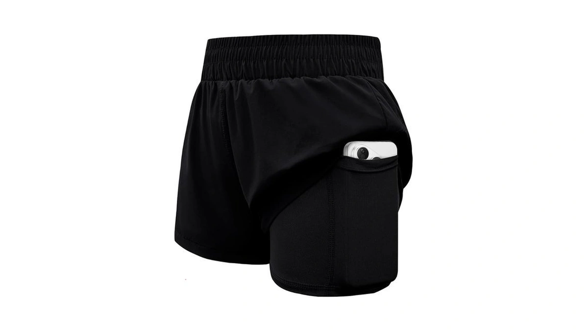 Wiffgo Girls Athletic Shorts 2 In 1 Elastic Waist Pockets
