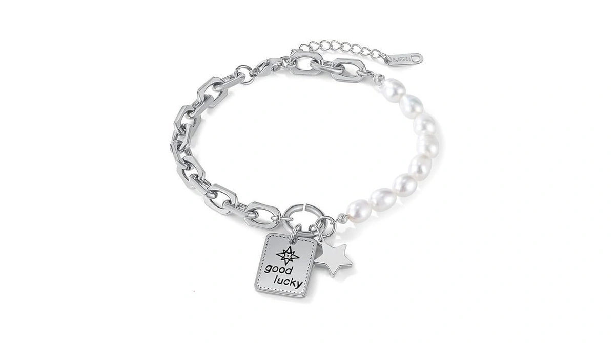 Wulzst Bracelet For Women Dainty Pearl Bracelets Good Luck Silver