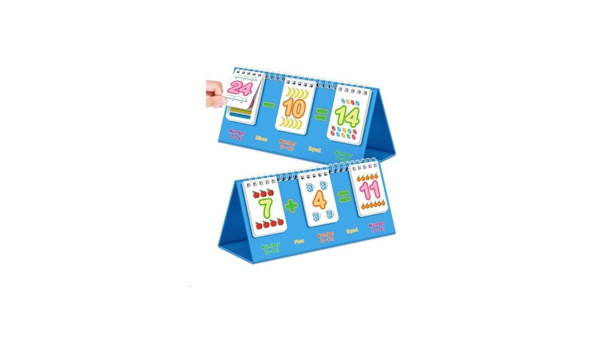 Praxikidy Addition And Subtraction Flash Cards,0-24 Math Facts Manipulatives Games