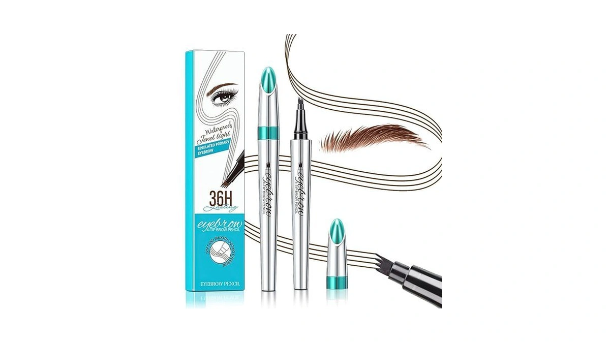 Microblading Eyebrow Pen 4 Fork Tip Tattoo Pencil, Long-lasting Eye