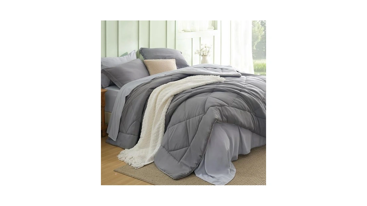 Bedsure Queen Comforter Set With Sheets - 7 Pieces Reversible