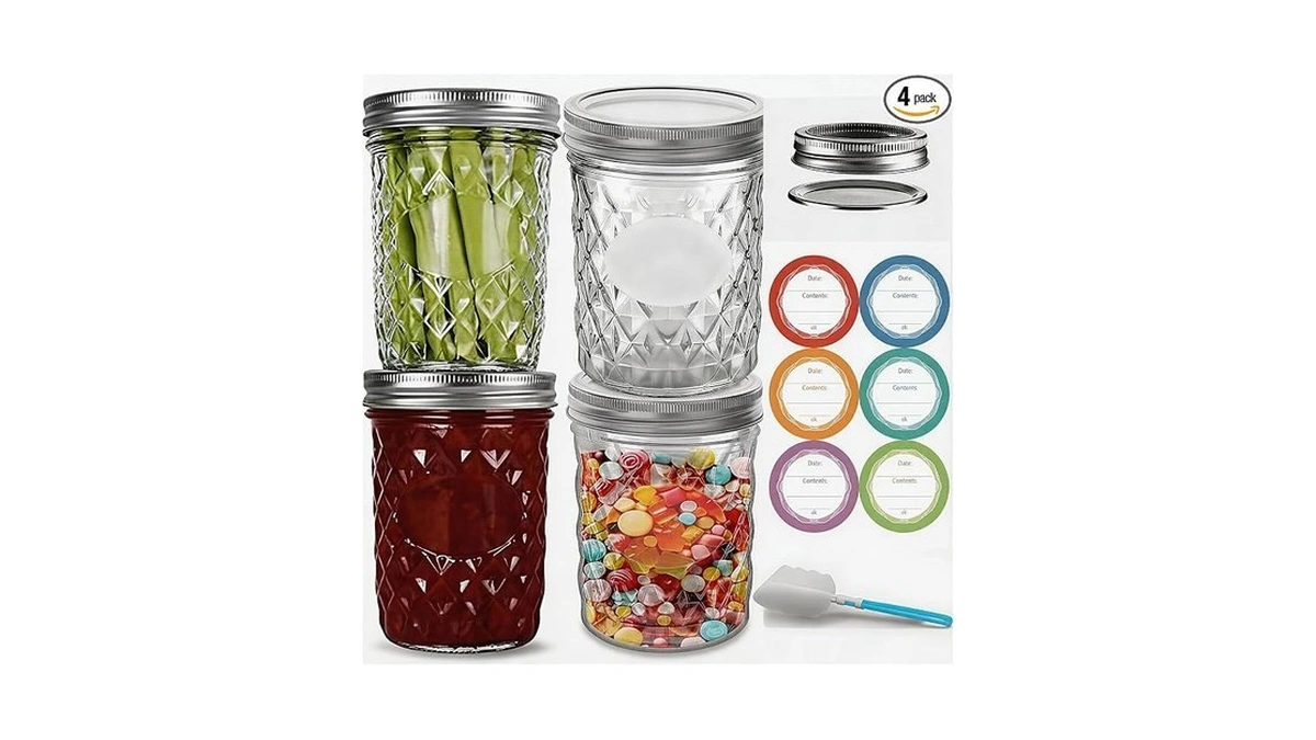 Oucbnd 16 Oz Wide Mouth Mason Jars With Lids, 4