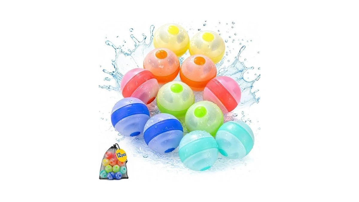 12 Pcs Reusable Water Balloons,refillable Silicone Water Toys,water Balloons Quick