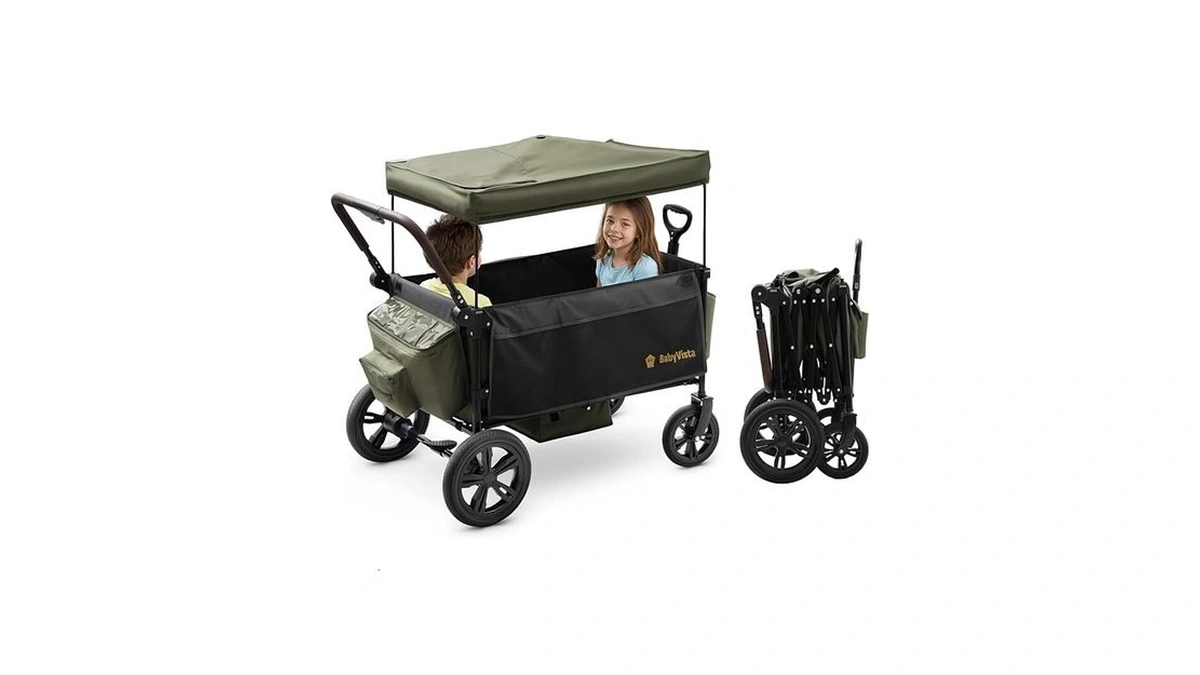 Babyvista Stroller Wagon For Kids, One-hand Adjustable Push/pull Handle, Spacious