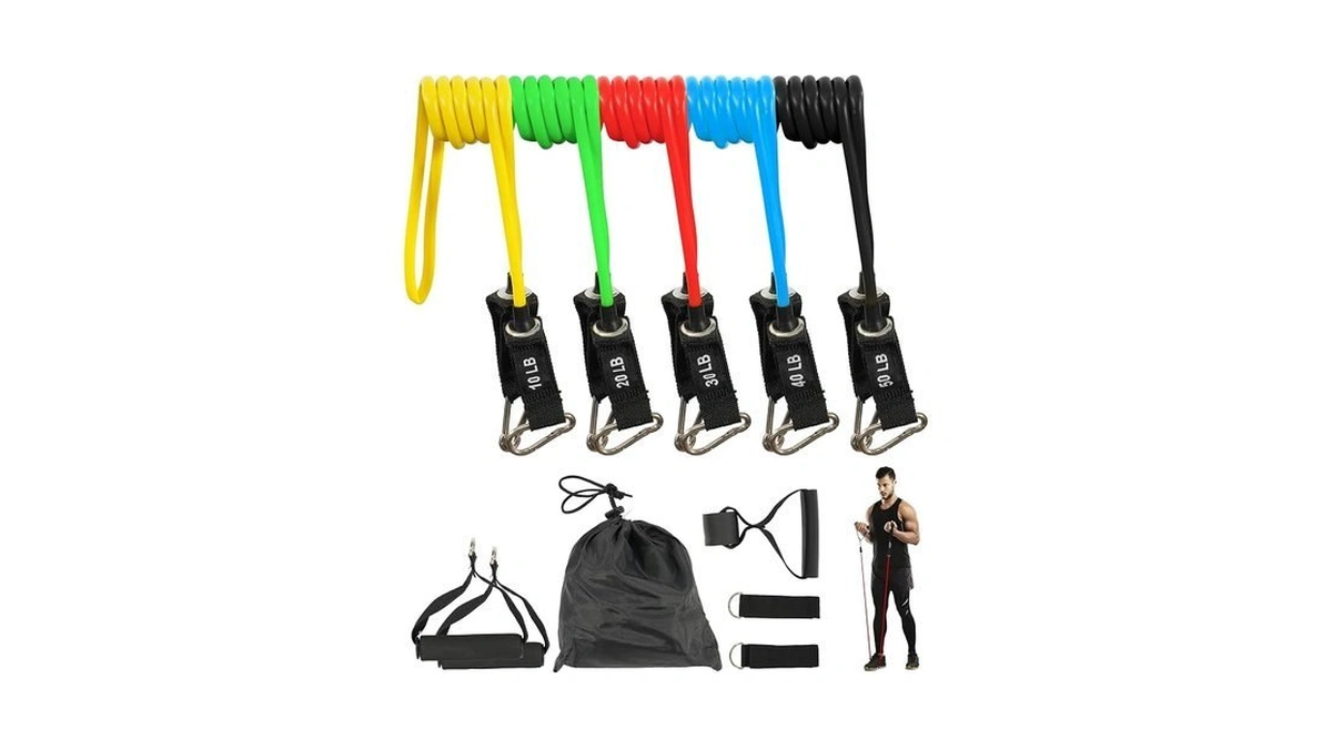 Fitvids Resistance Bands Set 150lb | 5 Exercise Bands With