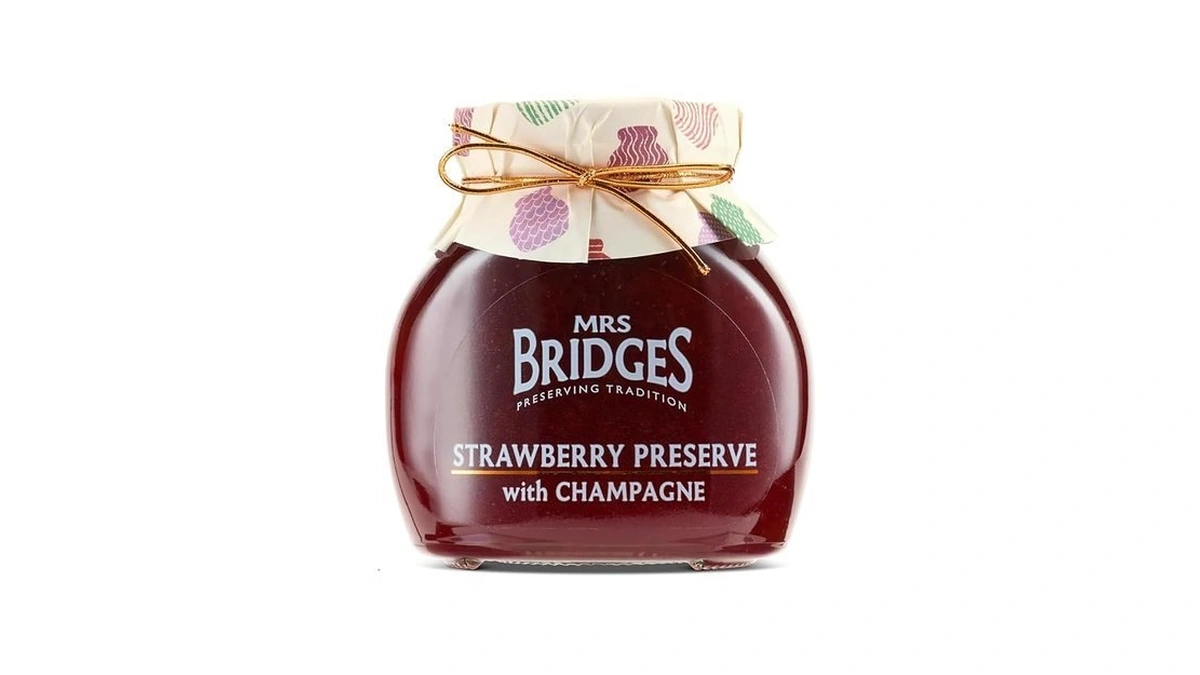 Mrs Bridges Strawberry Preserve With Champagne, Made In Scotland, 12oz