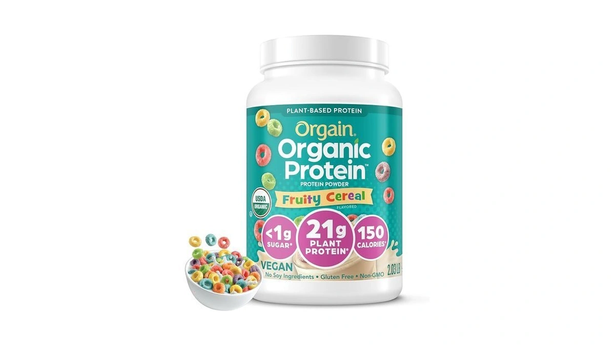 Orgain Organic Vegan Protein Powder, Fruity Cereal - 21g Plant