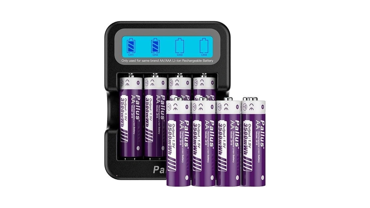 Pallus Rechargeable Lithium Aa Batteries - 8 Pack 1.5v 3500mwh