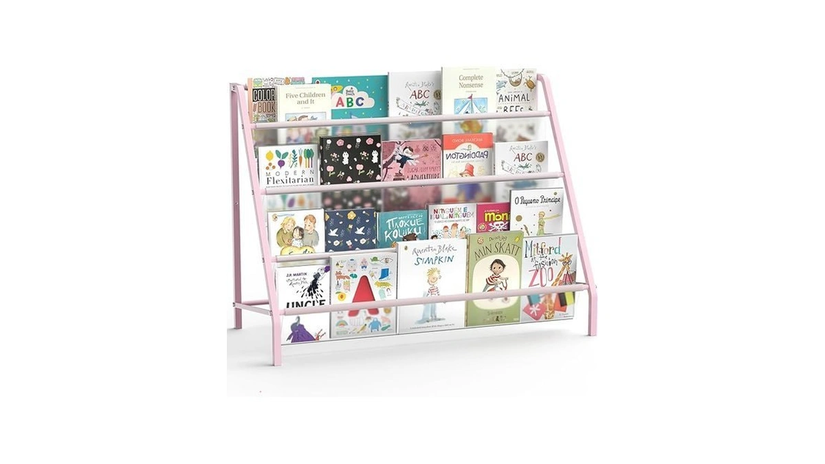 Havedawn High-transparent 4 Tier Kids Bookshelf, Sturdy Metal Large Size
