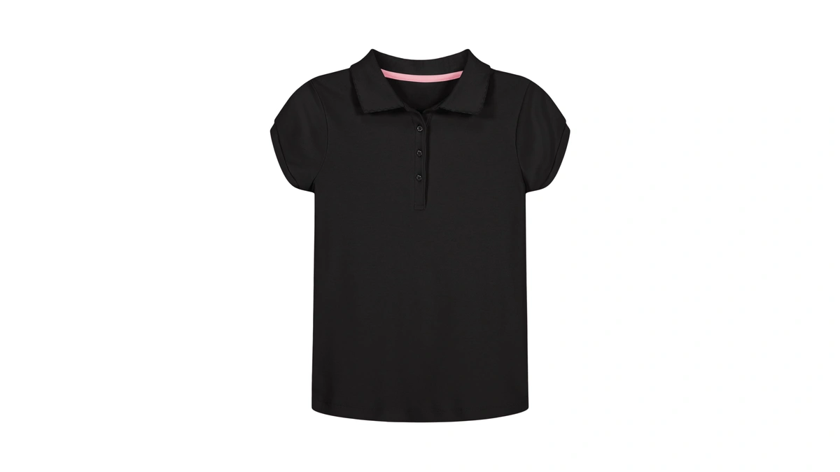 Nautica Girls' School Uniform Short Sleeve Polo Shirt, Button Closure,
