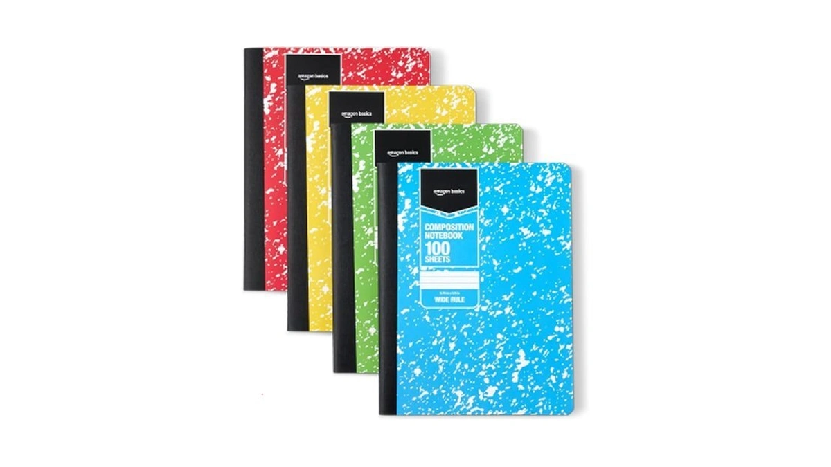 Amazon Basics Composition Notebook, Wide Ruled, 100 Sheets, 9.75" X