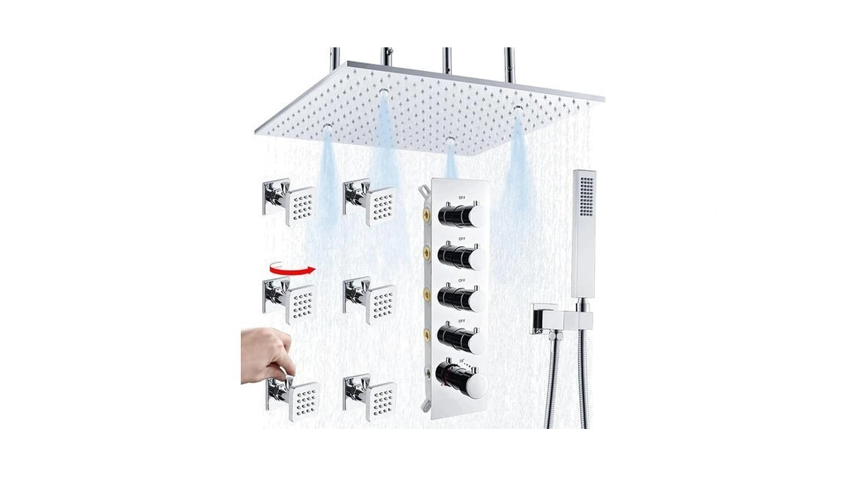 Luxury Ceiling Rain Shower System That Runs All Functions At
