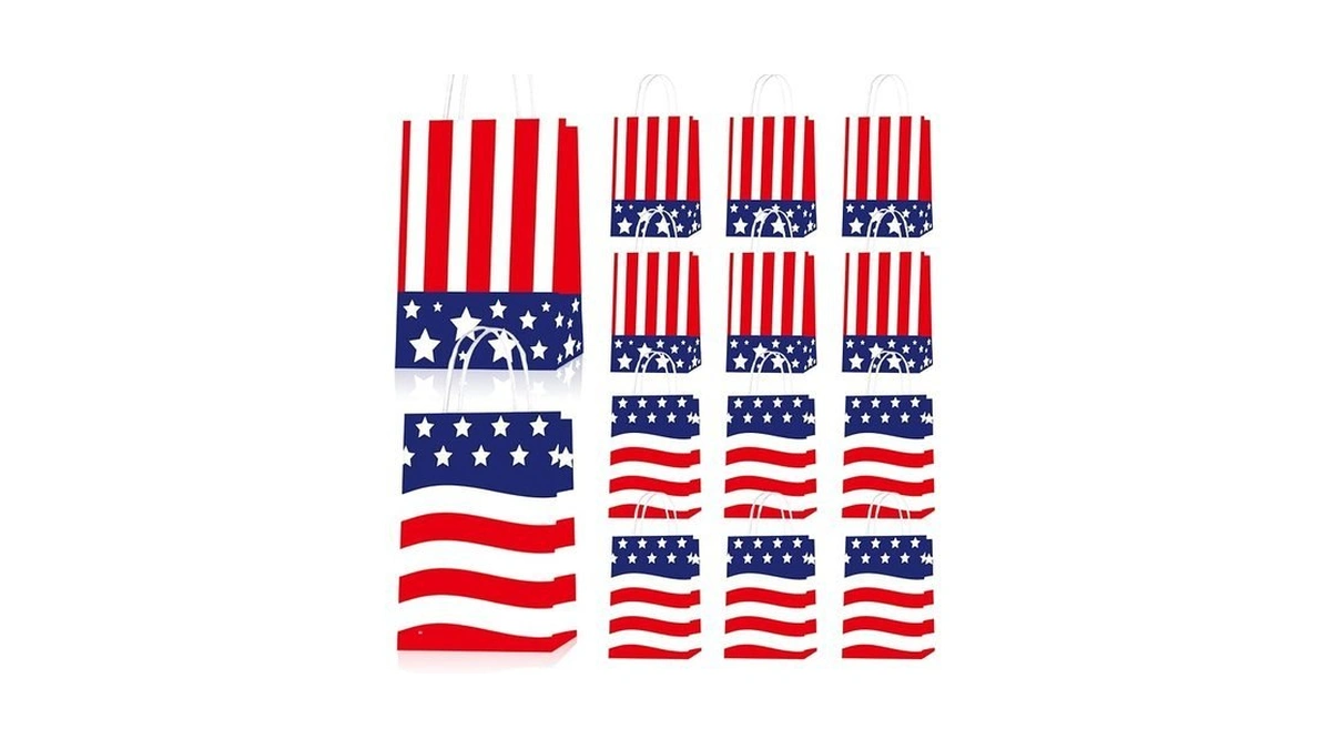 Laorei 12 Pcs 4th Of July Gift Bags With Handles,