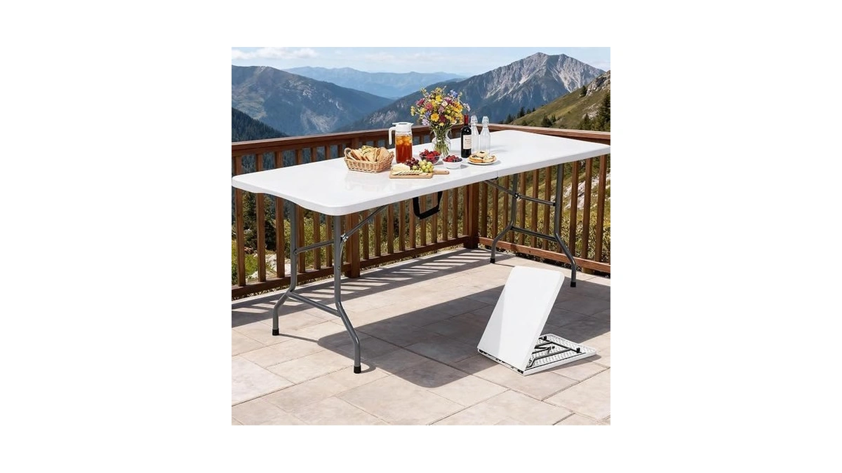 Dwvo 6ft Folding Table, Heavy Duty Folding Tables With Carrying