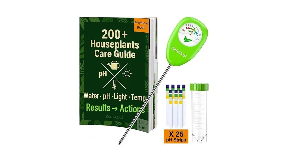 Owldacious Indoor Plant Care Kit - Soil Moisture Meter, 200+