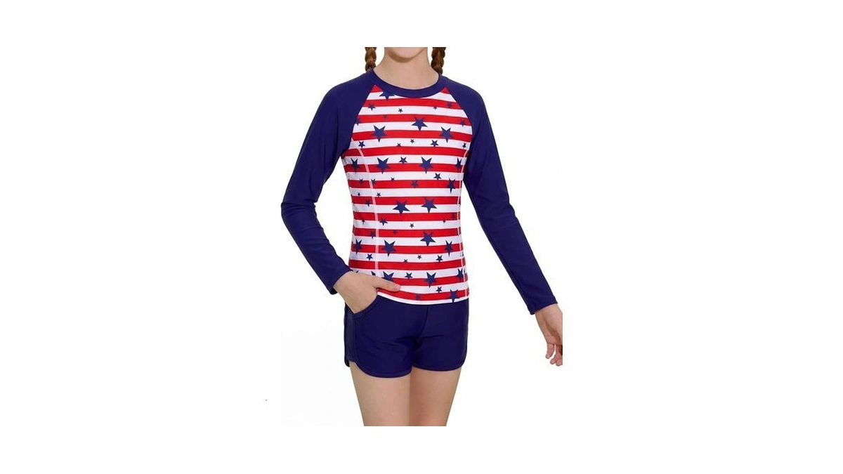 Alakuoti Girls Rash Guard Swimsuit Two Piece Bathing Suit Upf