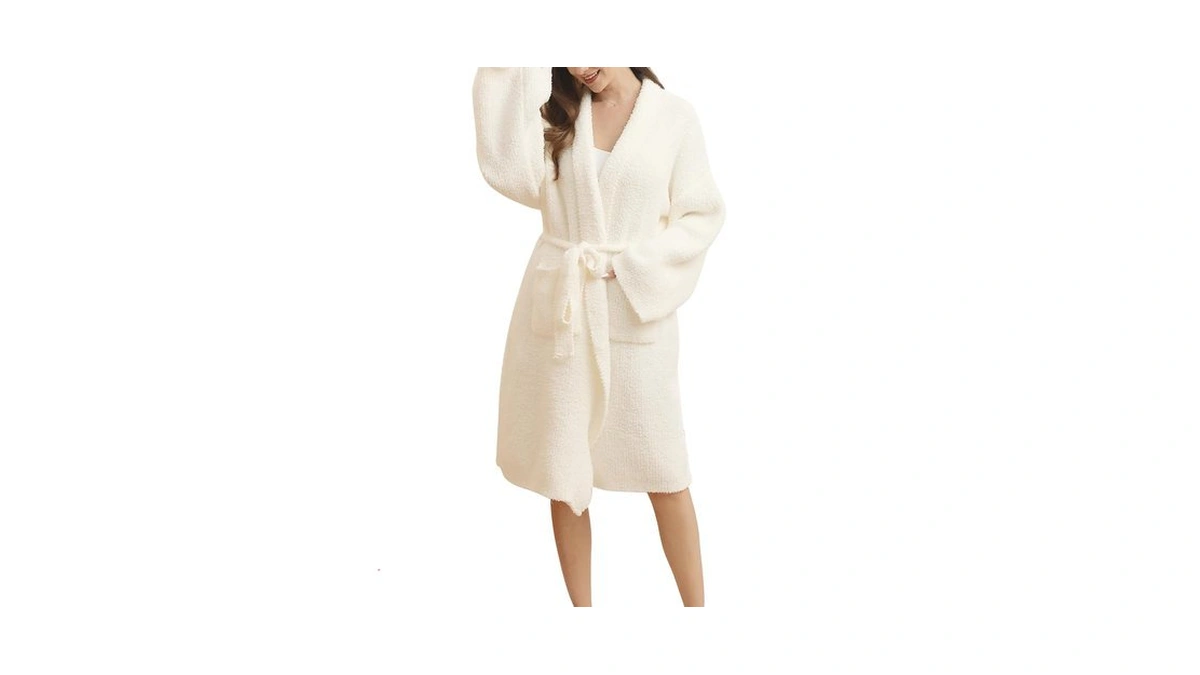 Busy Koala Soft Plush Hooded Robe, Cozy Warm Loungewear Bathrobe