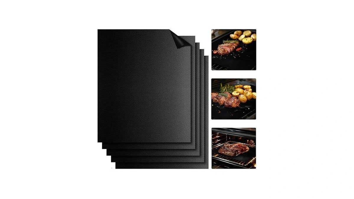 Rainflow Black Grill Mats 5 Pack β Nonstick Bbq Grill