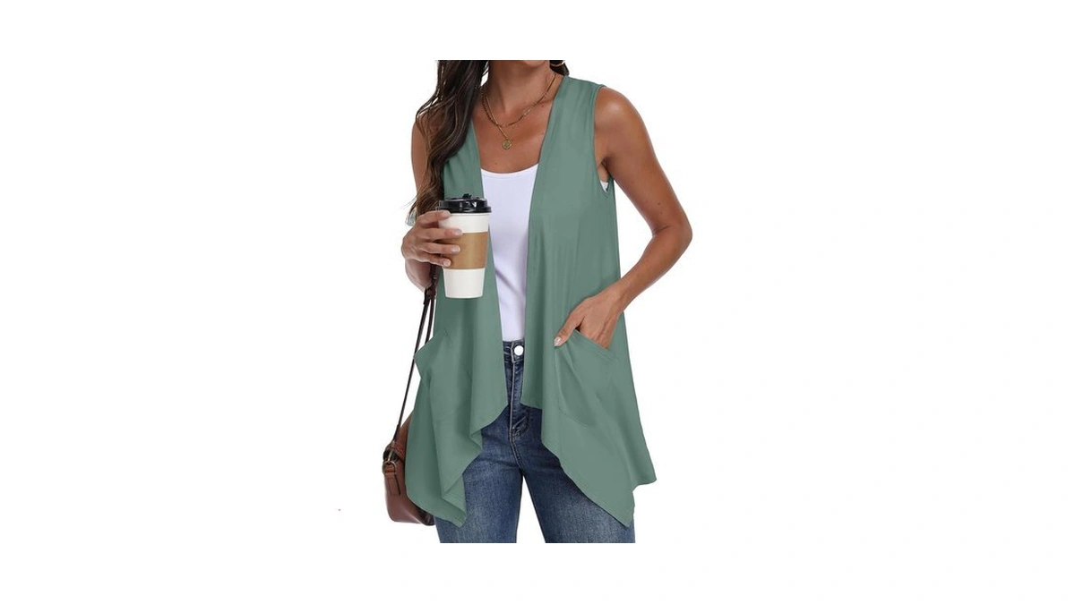 Prinstory Vest For Women Summer Lightweight Sleeveless Cardigans Casual Open