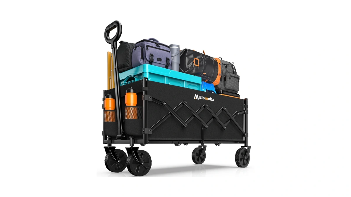 Blomoba 35'' Extra Long Collapsible Wagon With Adjustable Handle, Lightweight