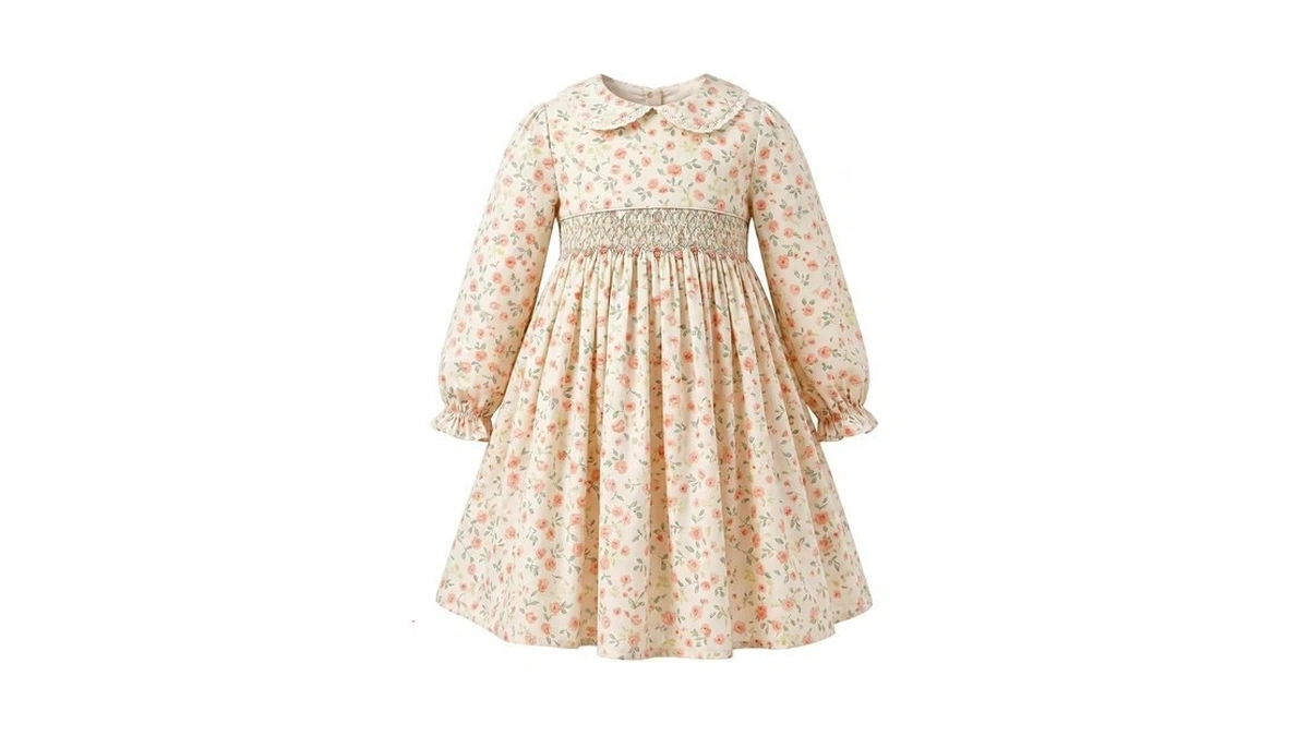 Kogwer Toddler Smocked Dress 5t Collared Spring Long Sleeve Girls