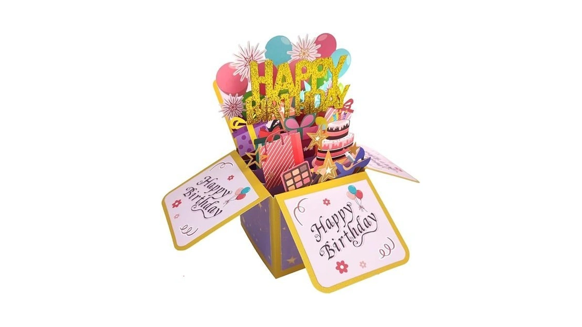 Enjoypro Happy Birthday Pop Up Card, Handmade Birthday Greeting Card